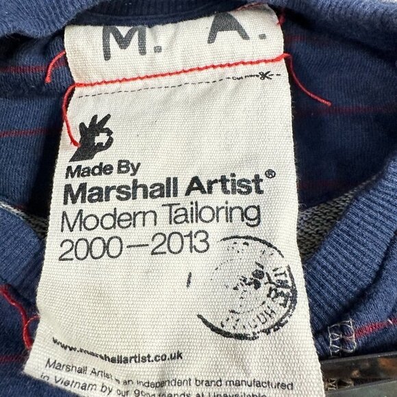 Marshall Artist Sweatshirt XL Blue Striped Crewneck - Picture 2 of 12